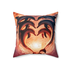 3 dolphin Spun Polyester Square Pillow