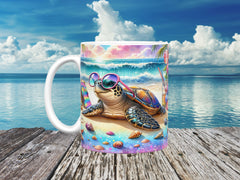 Cool Turtle Beach Ceramic Mug, (11oz, 15oz)