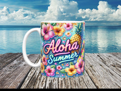 Aloha Summer Vibes Ceramic Mug, (11oz, 15oz)