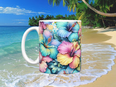 Rainbow Hibiscus Ceramic Mug (11oz, 15oz)