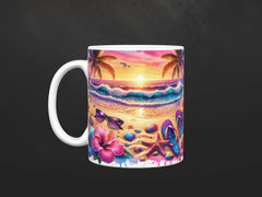 Golden Hour Beach Sunset Ceramic Mug, (11oz, 15oz)