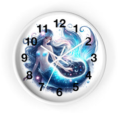 Sleeping Mermaid Night Theme Wall Clock - Elegant Wood & Plexiglass Design