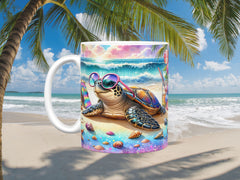 Cool Turtle Beach Ceramic Mug, (11oz, 15oz)