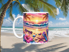 Golden Hour Beach Sunset Ceramic Mug, (11oz, 15oz)