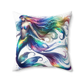 Rainbow dolphin spun Polyester Square Pillow