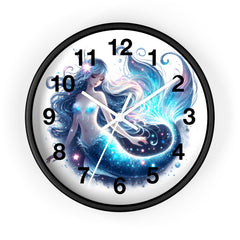 Sleeping Mermaid Night Theme Wall Clock - Elegant Wood & Plexiglass Design