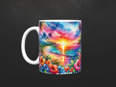 Sunset Paradise Beach Ceramic Mug, (11oz, 15oz)