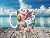 Starfish & Colorful Shells Ceramic Mug, (11oz, 15oz)