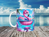 Turtle & Flamingo Ceramic Mug, (11oz, 15oz)