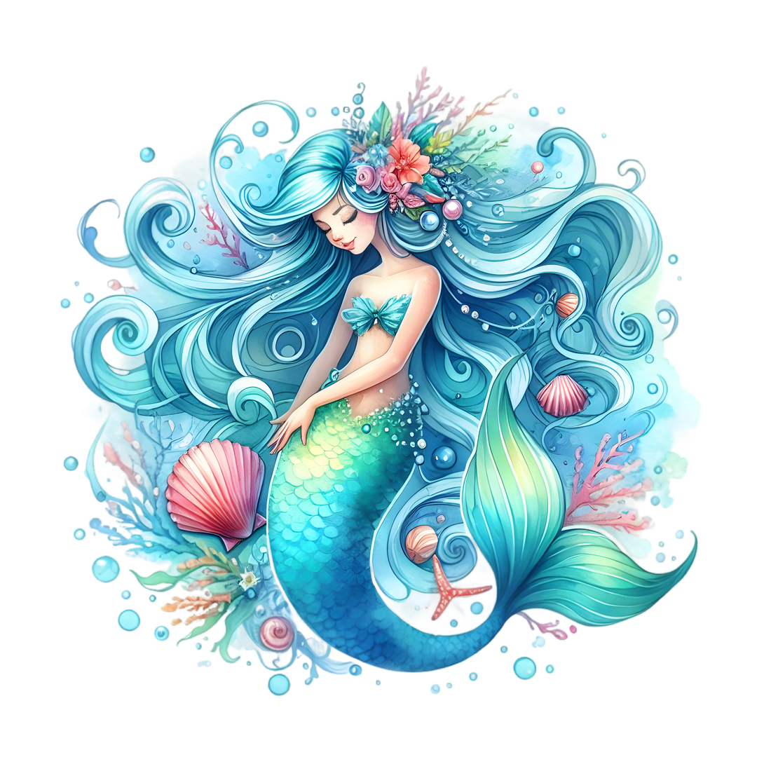 Blue Sleepy Mermaid