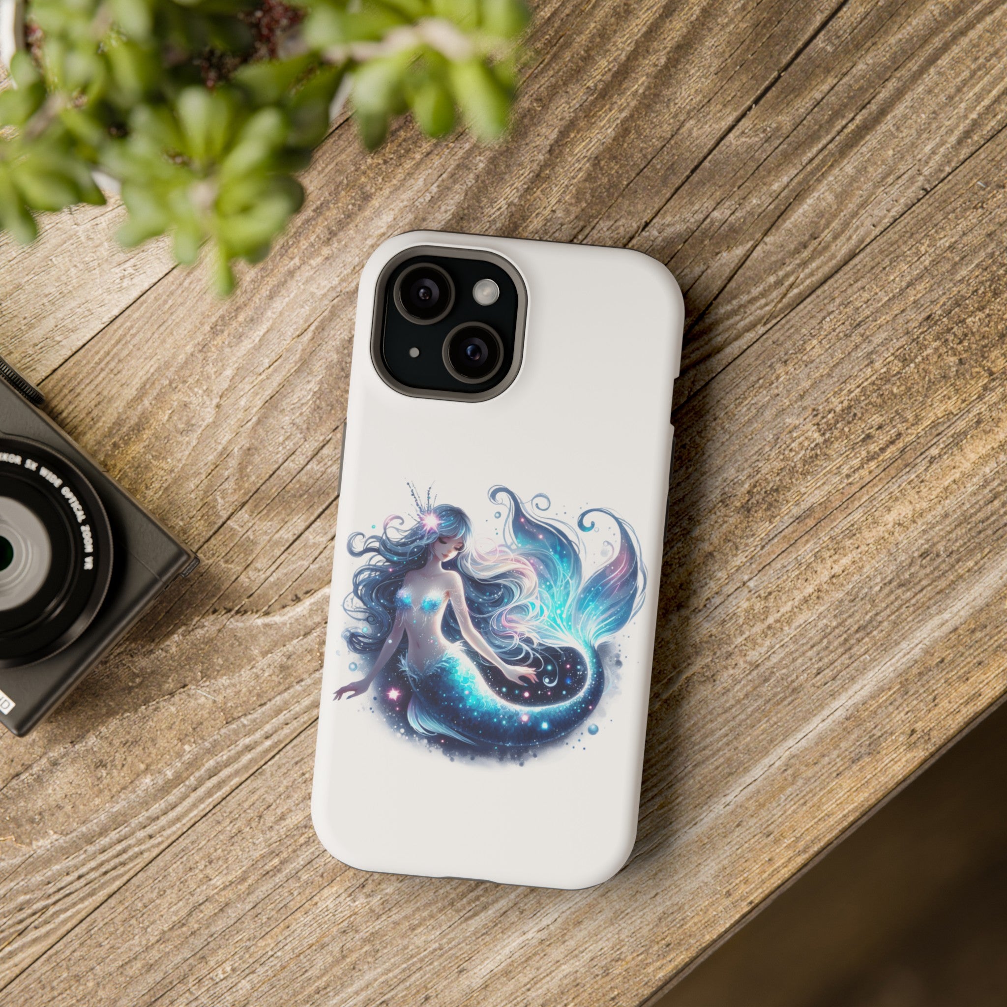 Sleepy Mermaid White Phone Case – Dual-Layer Protection