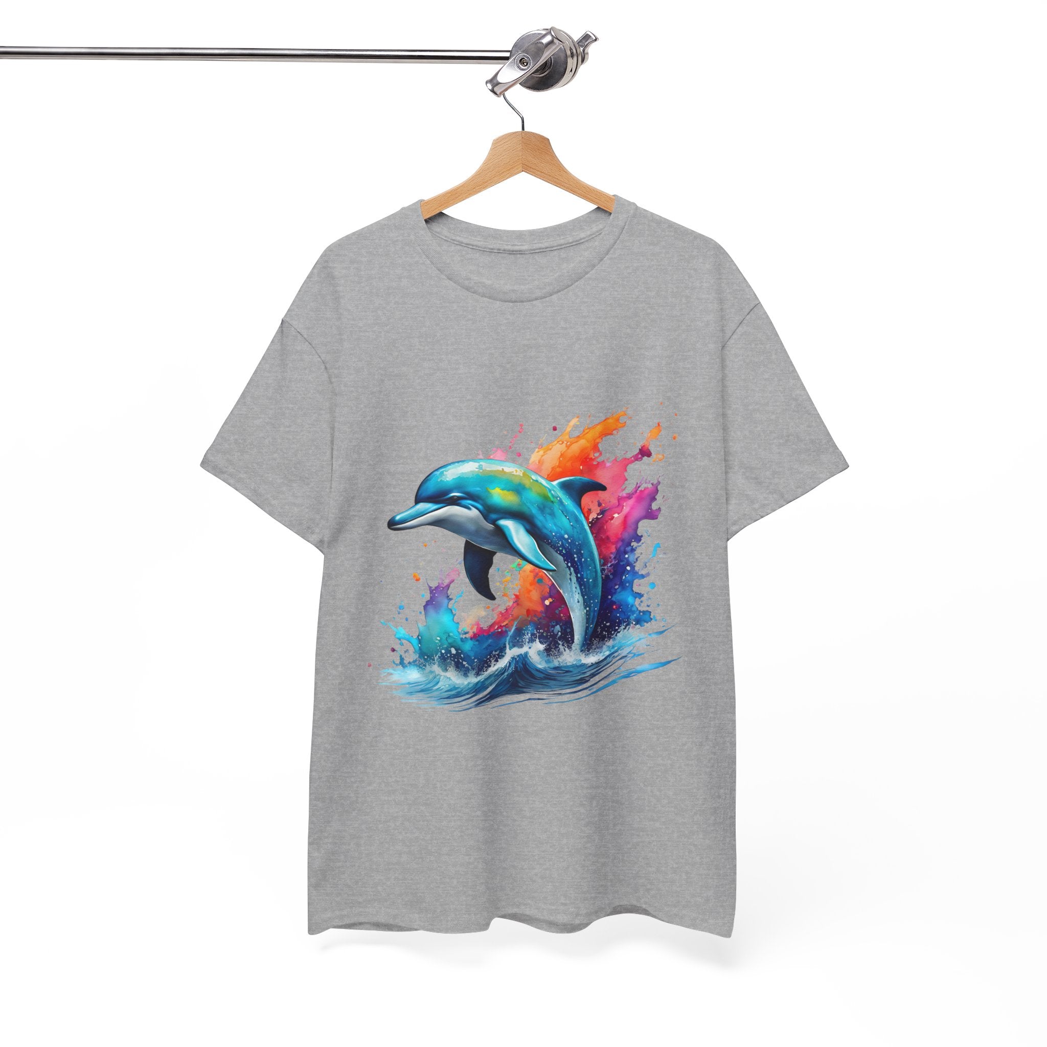 Rainbow Dolphin Heavy Cotton Tee shirt Unisex