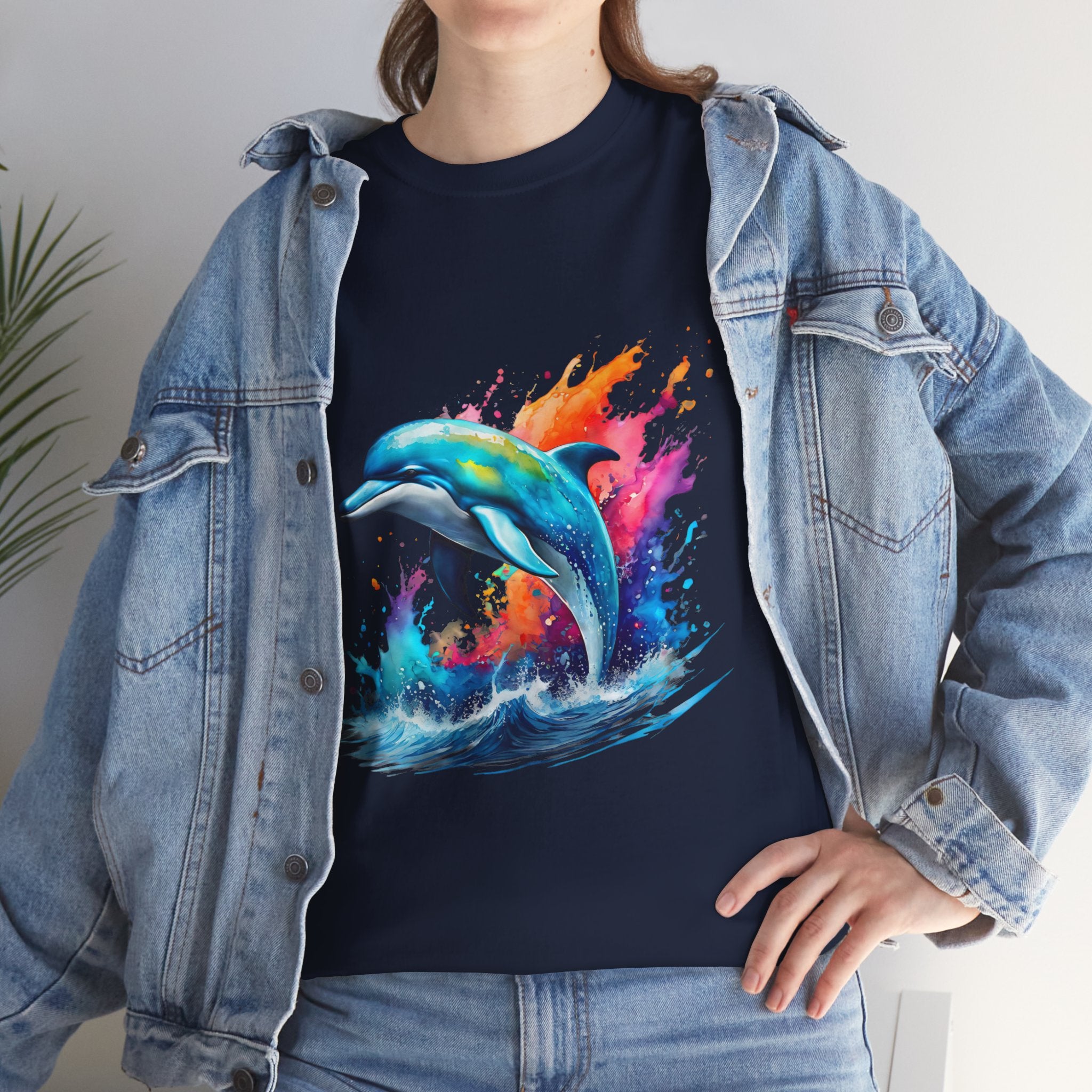 Rainbow Dolphin Heavy Cotton Tee shirt Unisex