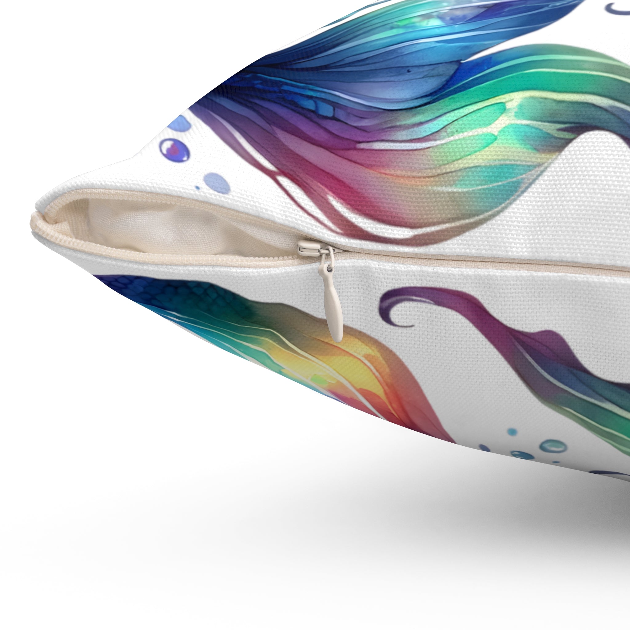 Rainbow dolphin spun Polyester Square Pillow