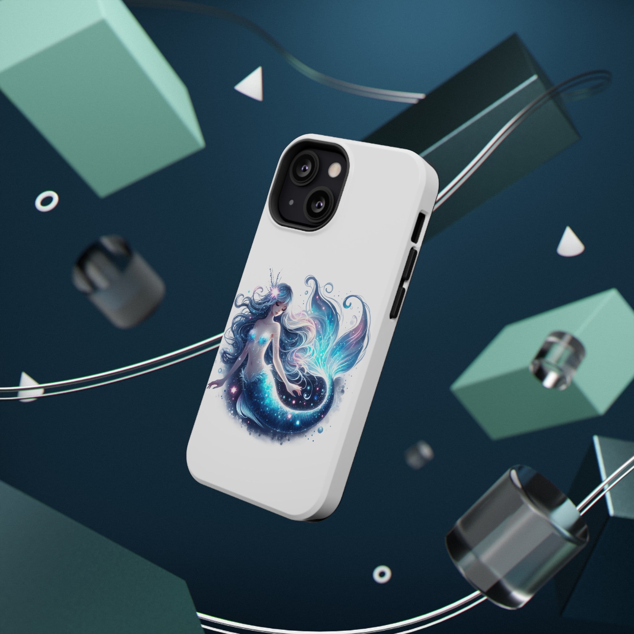 Sleepy Mermaid White Phone Case – Dual-Layer Protection