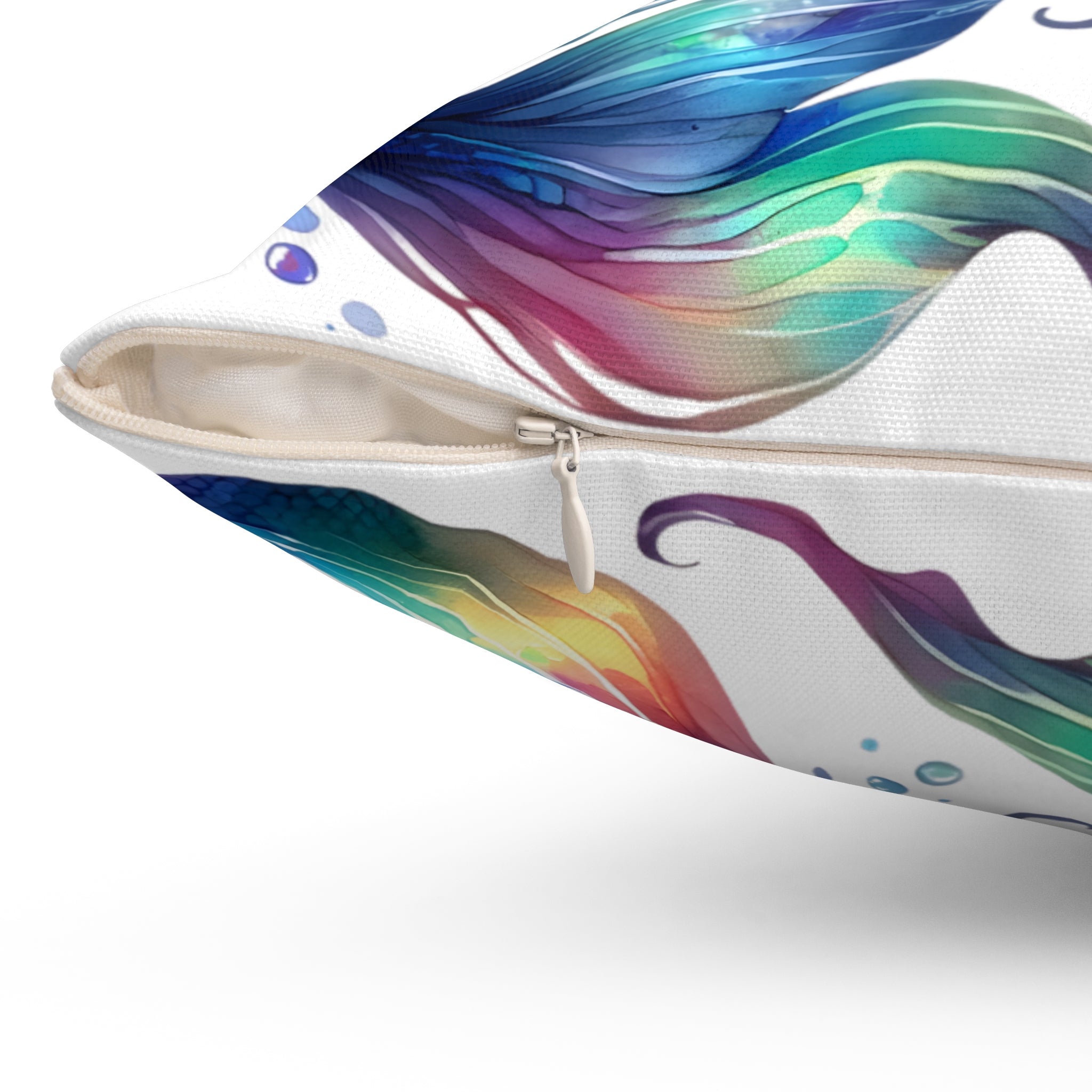 Rainbow dolphin spun Polyester Square Pillow