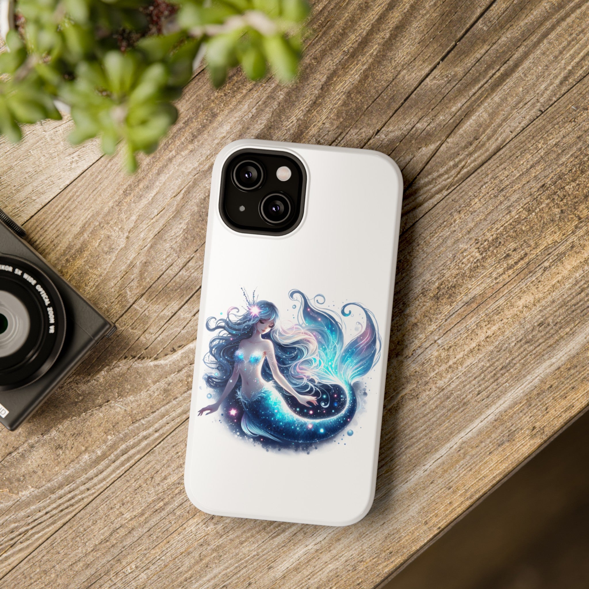 Sleepy Mermaid White Phone Case – Dual-Layer Protection