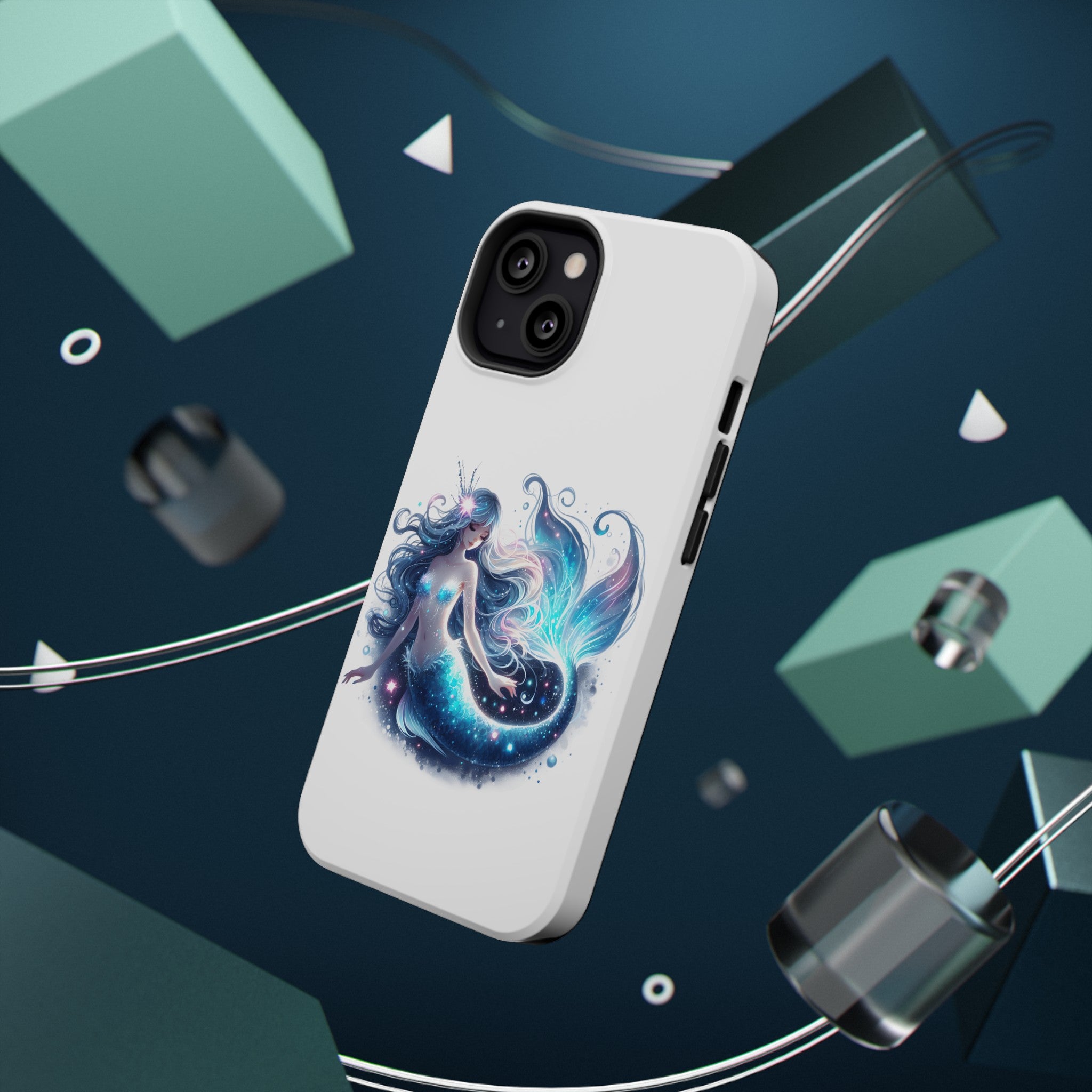 Sleepy Mermaid White Phone Case – Dual-Layer Protection