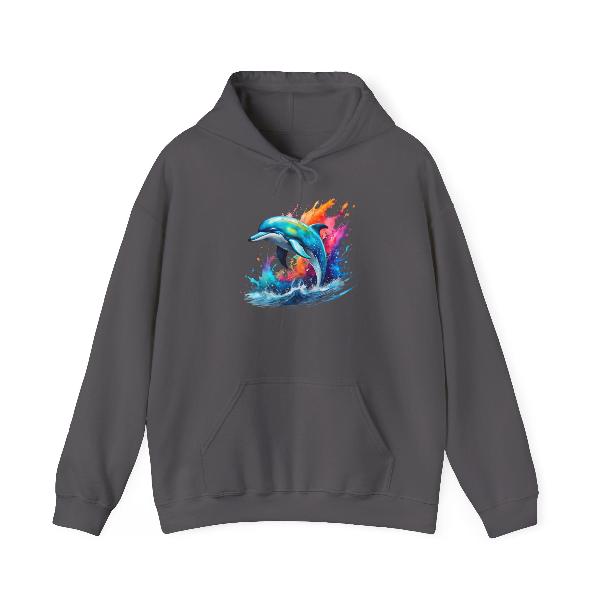 Rainbow Dolphin Hooded Sweatshirt Unisex Heavy Blend