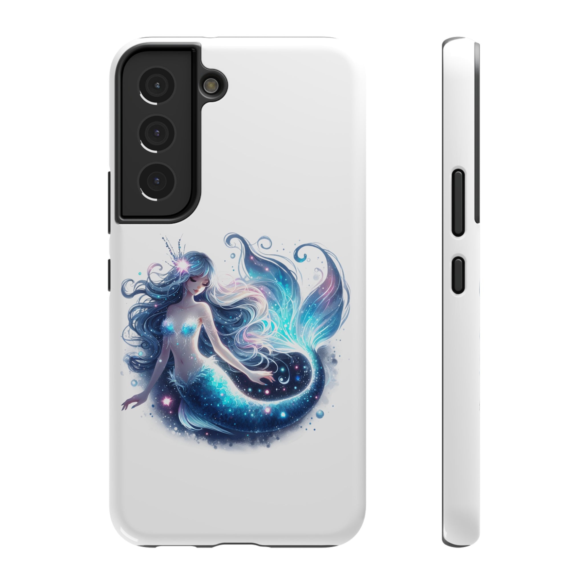 Sleepy Mermaid White Phone Case – Dual-Layer Protection