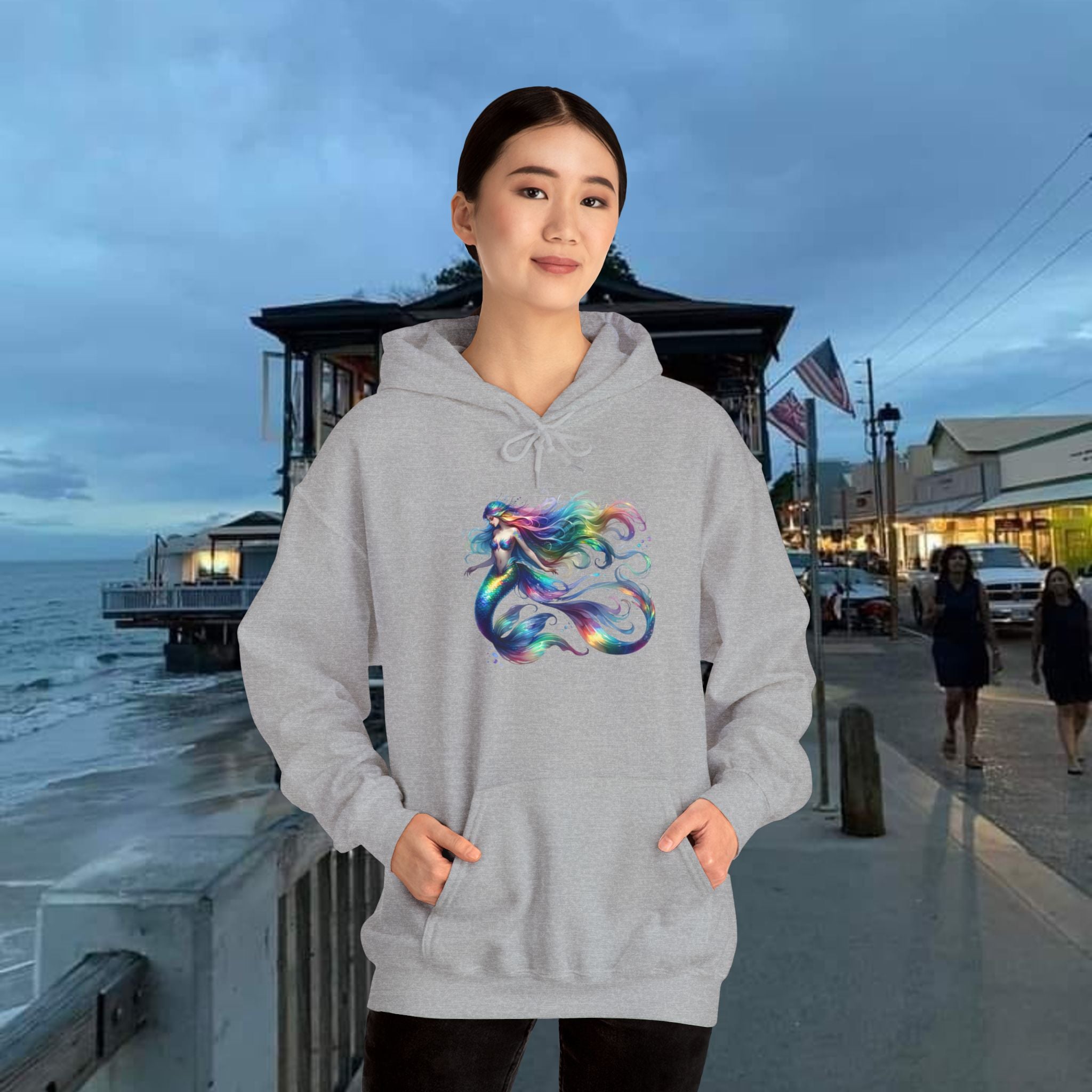 Rainbow Mermaid Hooded Sweatshirt Unisex Heavy Blend