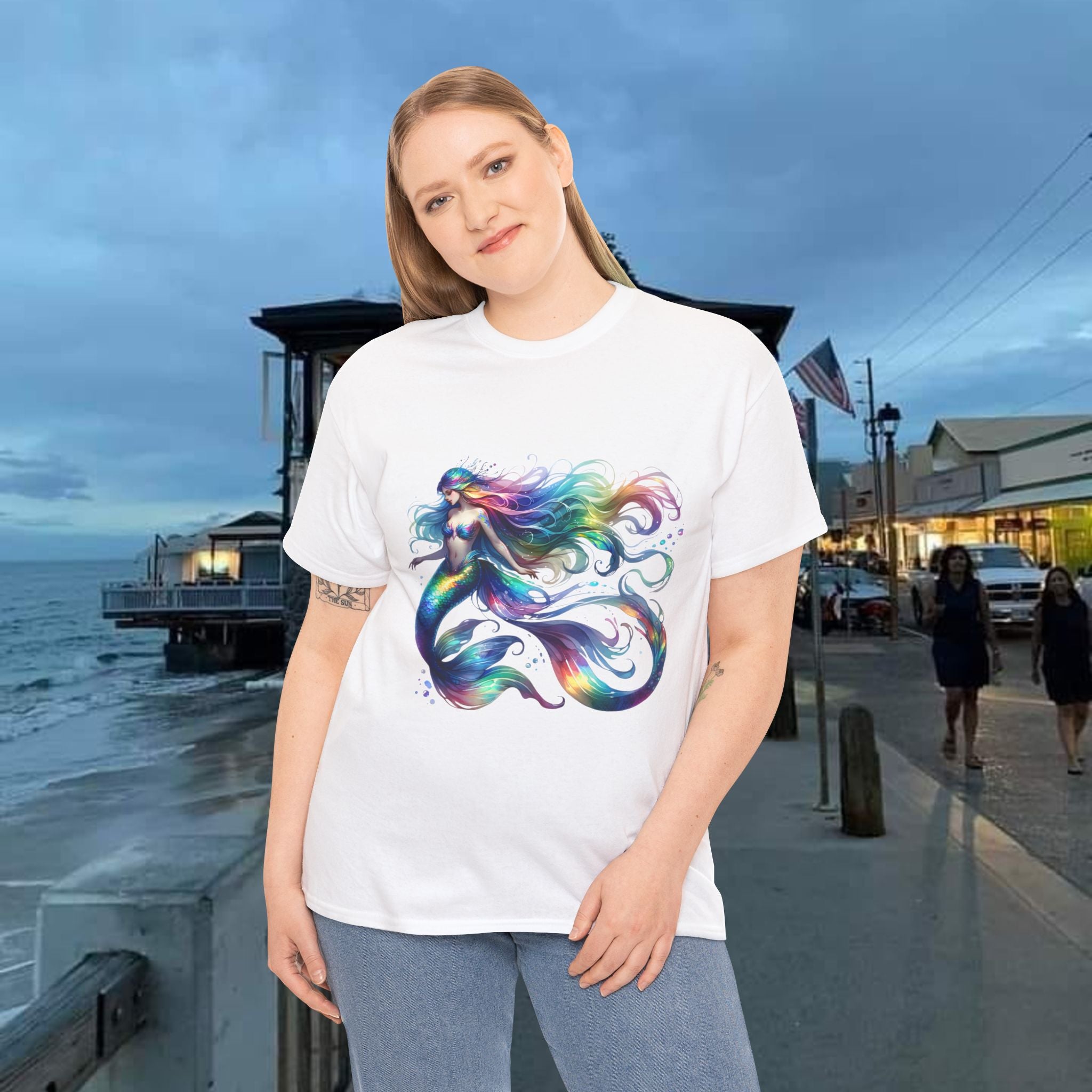 Rainbow Mermaid Heavy Cotton Tee shirt Unisex