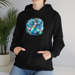 Blue Sleepy Mermaid Hooded Sweatshirt Unisex Heavy Blend