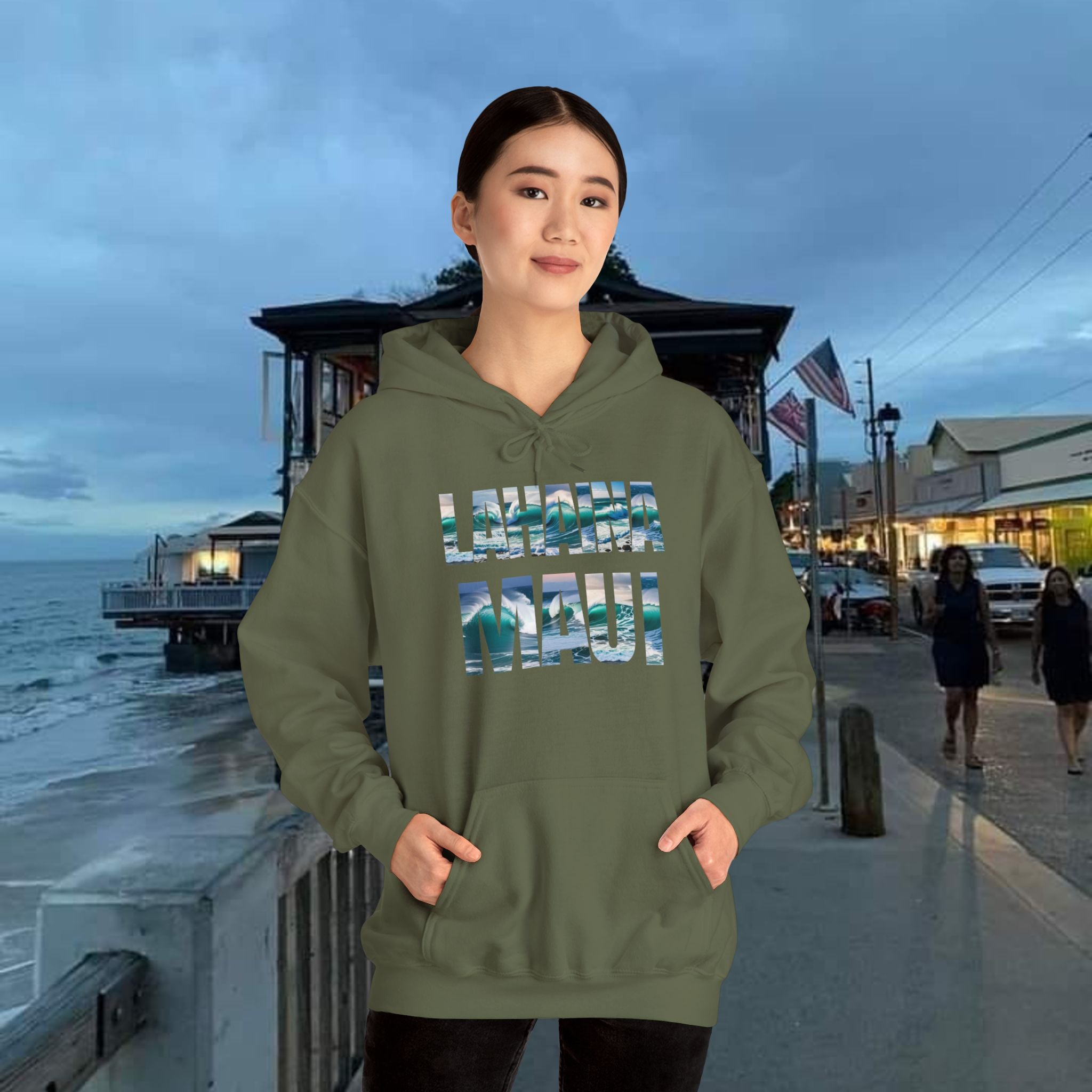 Lahaina Maui Hooded Sweatshirt Unisex Heavy Blend