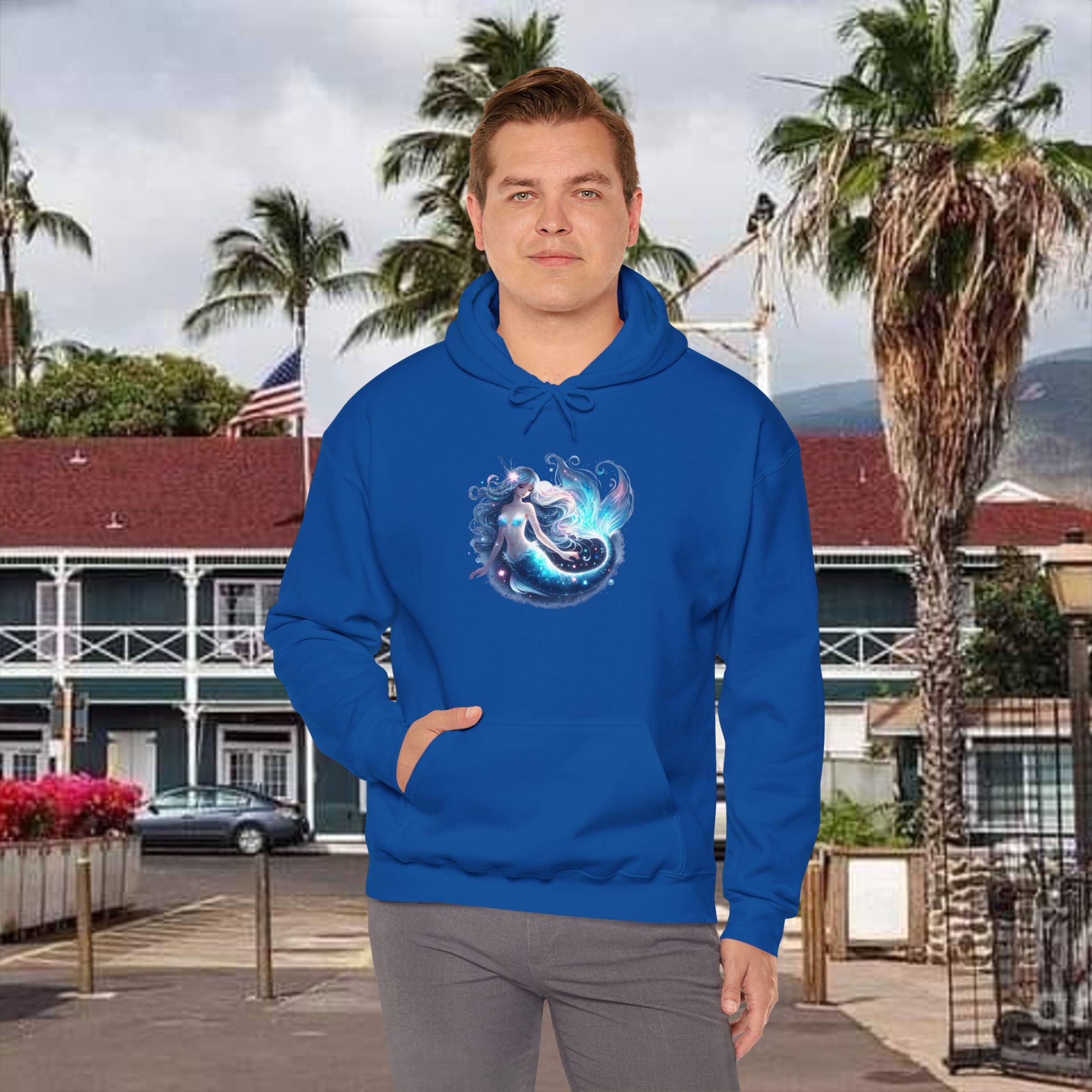 Blue Mermaid Hooded Sweatshirt Unisex Heavy Blend