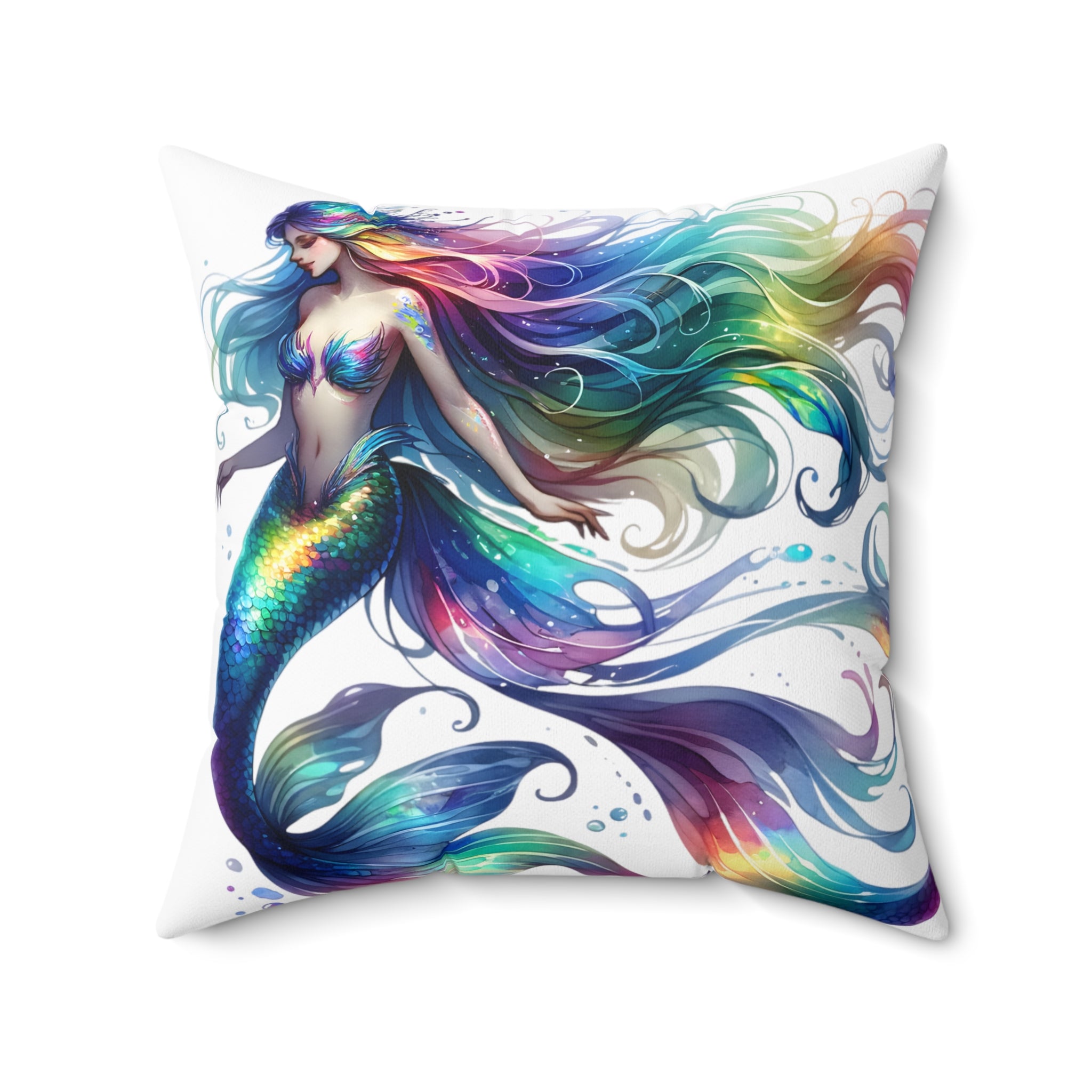 Rainbow dolphin spun Polyester Square Pillow