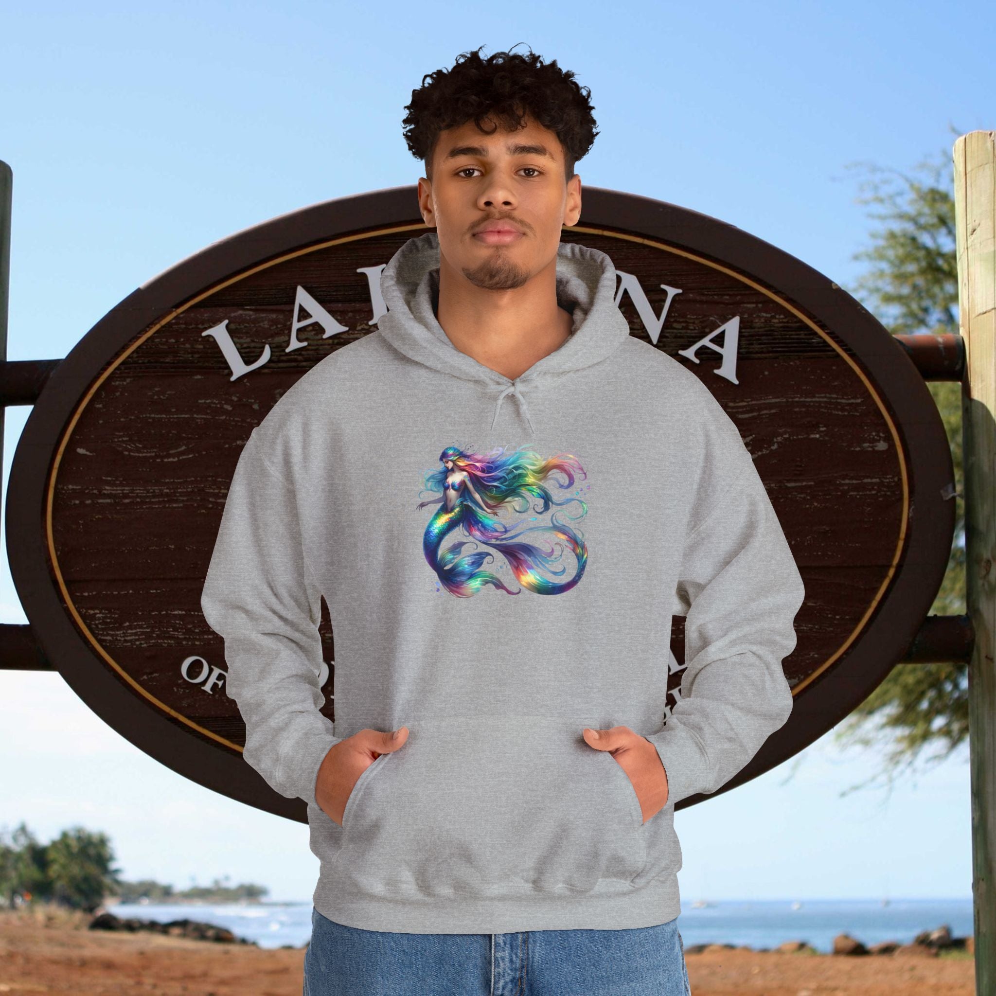 Rainbow Mermaid Hooded Sweatshirt Unisex Heavy Blend