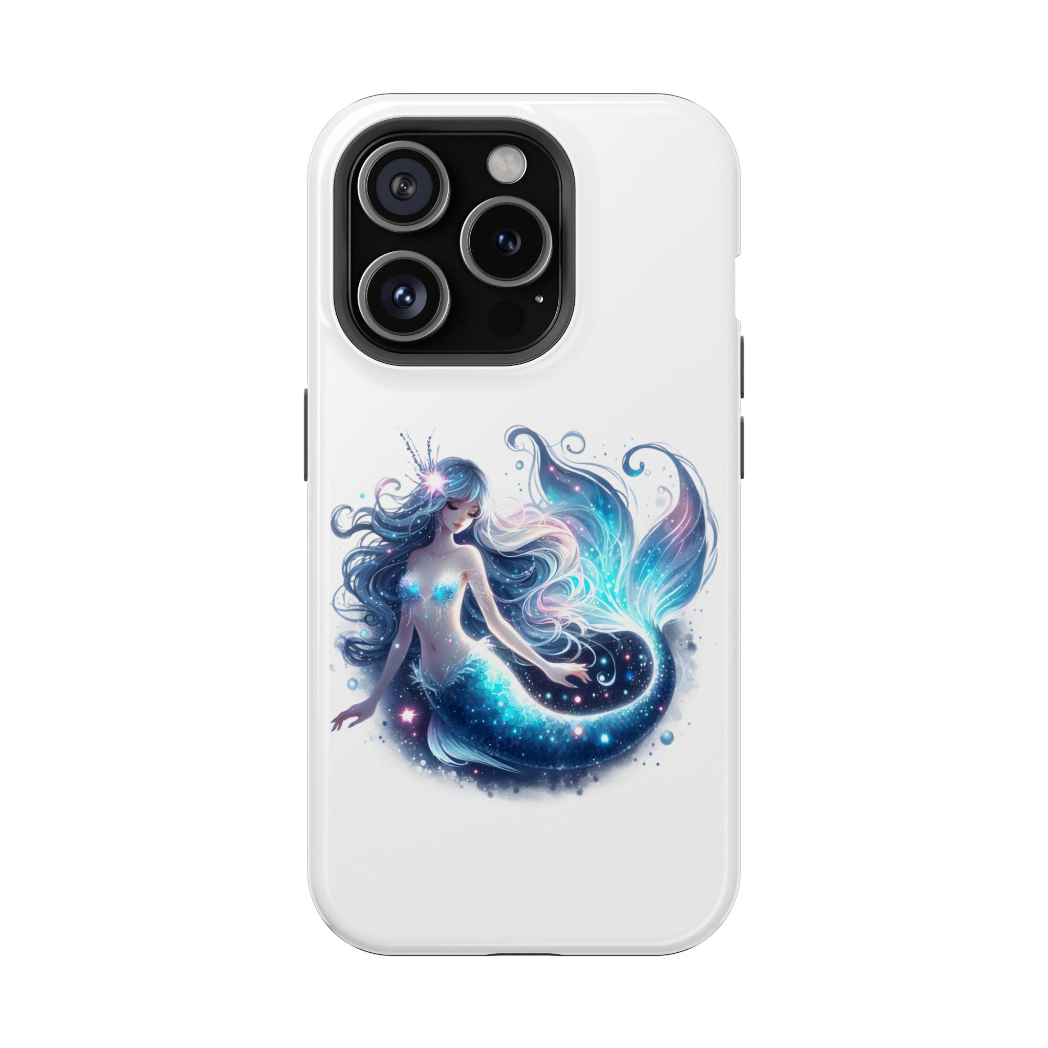 Sleepy Mermaid White Phone Case – Dual-Layer Protection