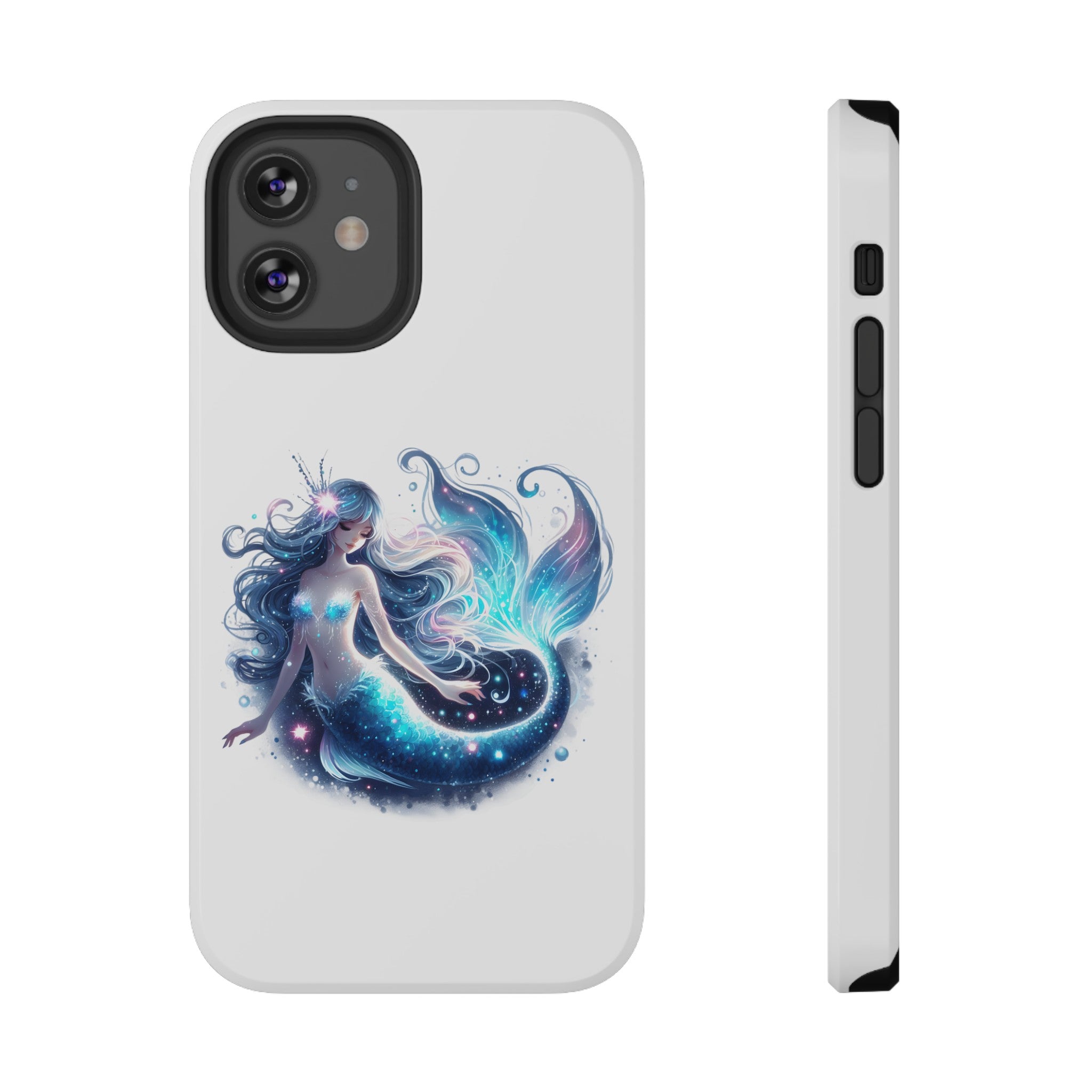 Sleepy Mermaid White Phone Case – Dual-Layer Protection