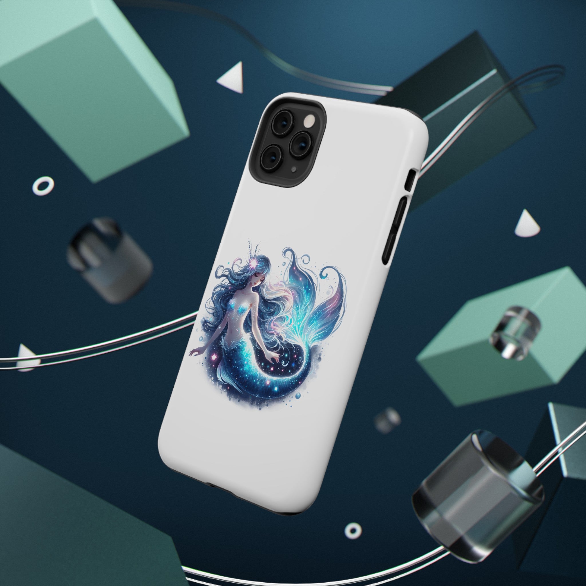 Sleepy Mermaid White Phone Case – Dual-Layer Protection