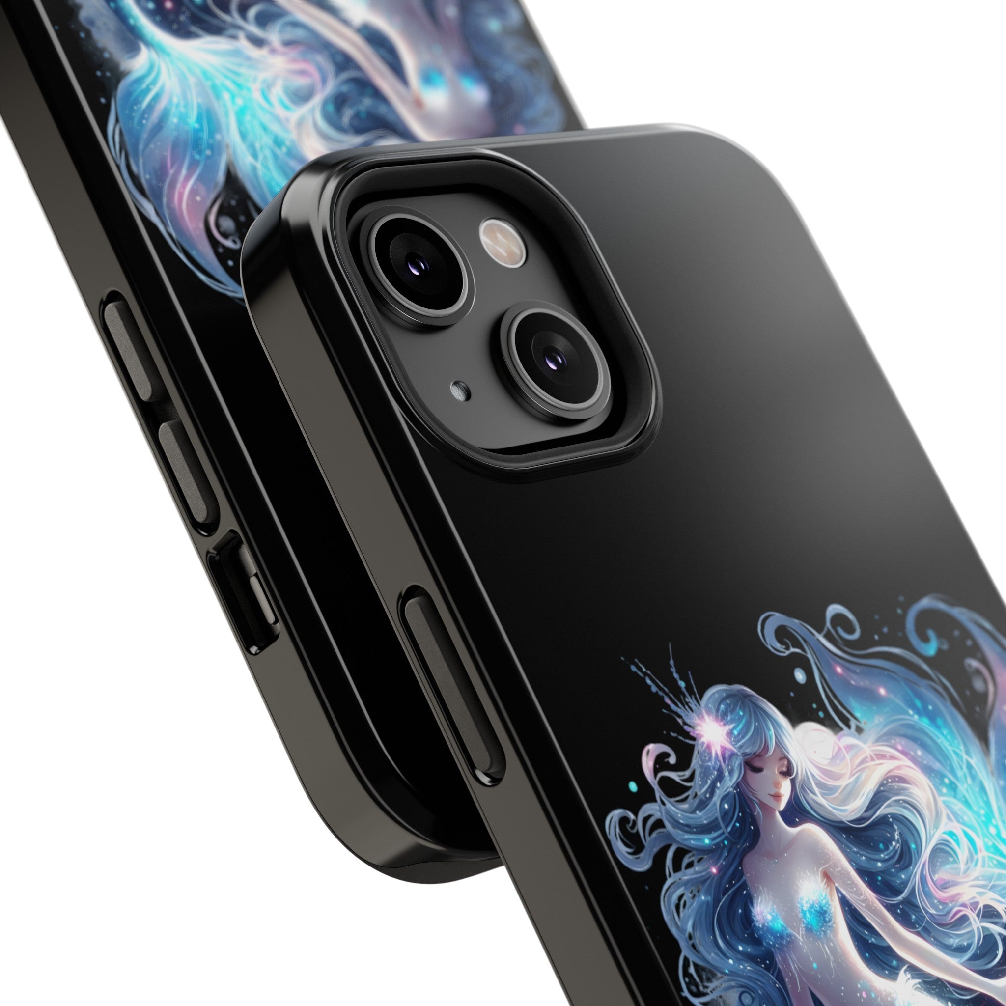 Sleepy Mermaid Black Phone Case – Matte or Glossy Finish