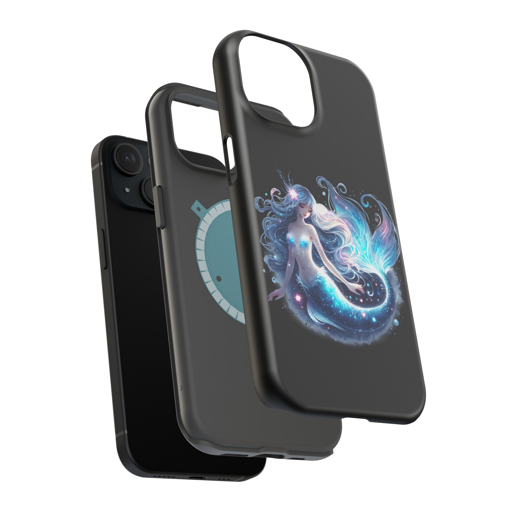 Sleepy Mermaid Black Phone Case – Matte or Glossy Finish