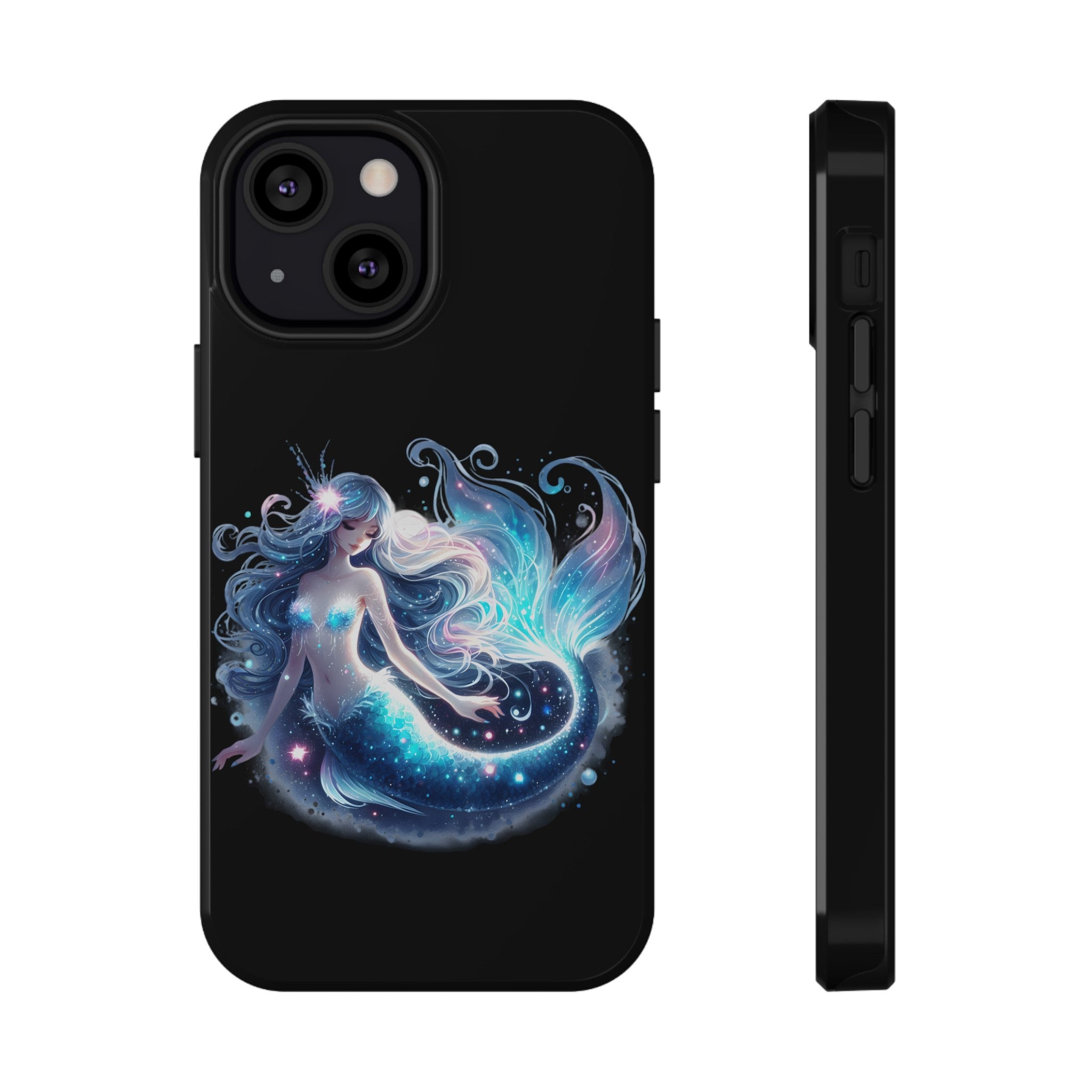 Sleepy Mermaid Black Phone Case – Matte or Glossy Finish