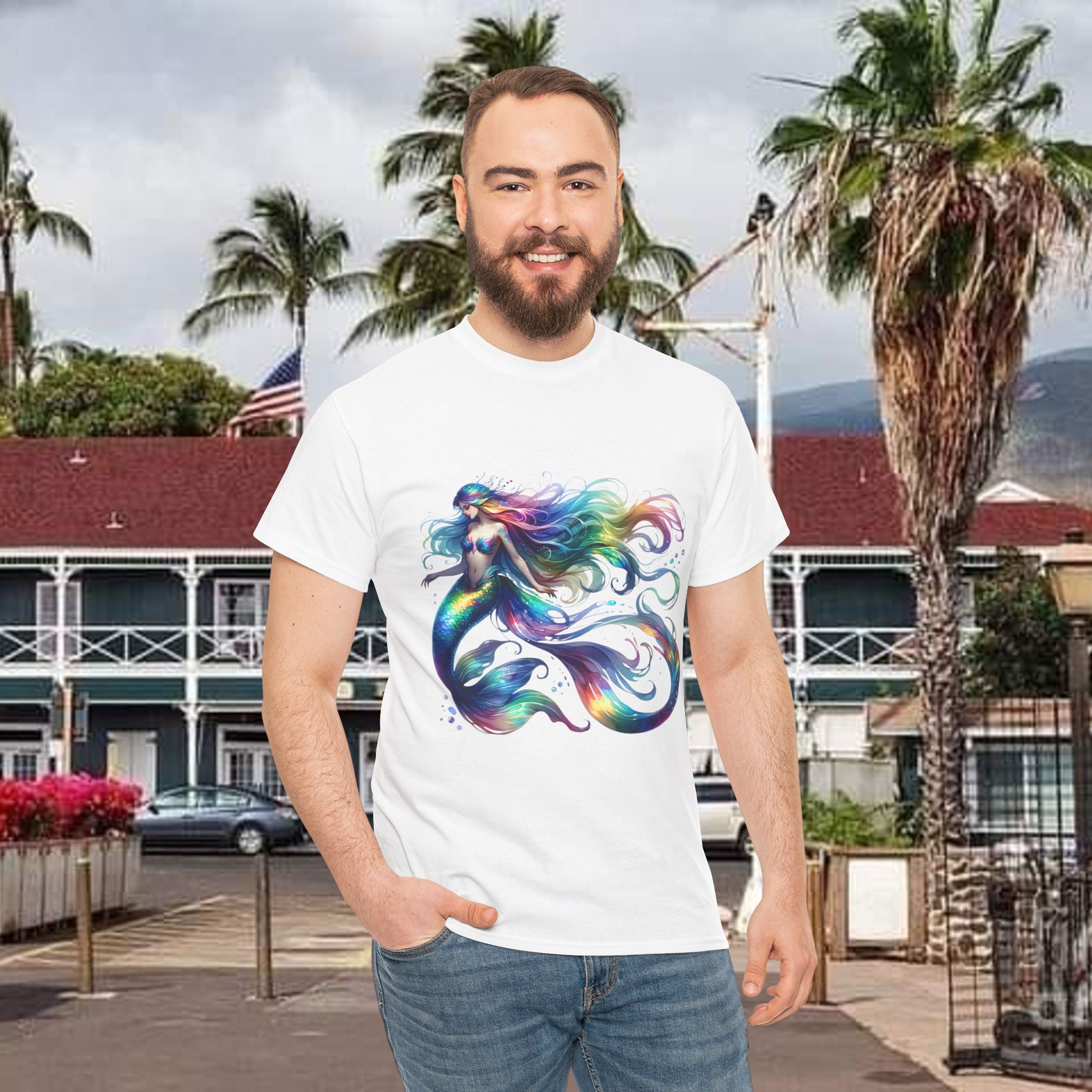 Rainbow Mermaid Heavy Cotton Tee shirt Unisex