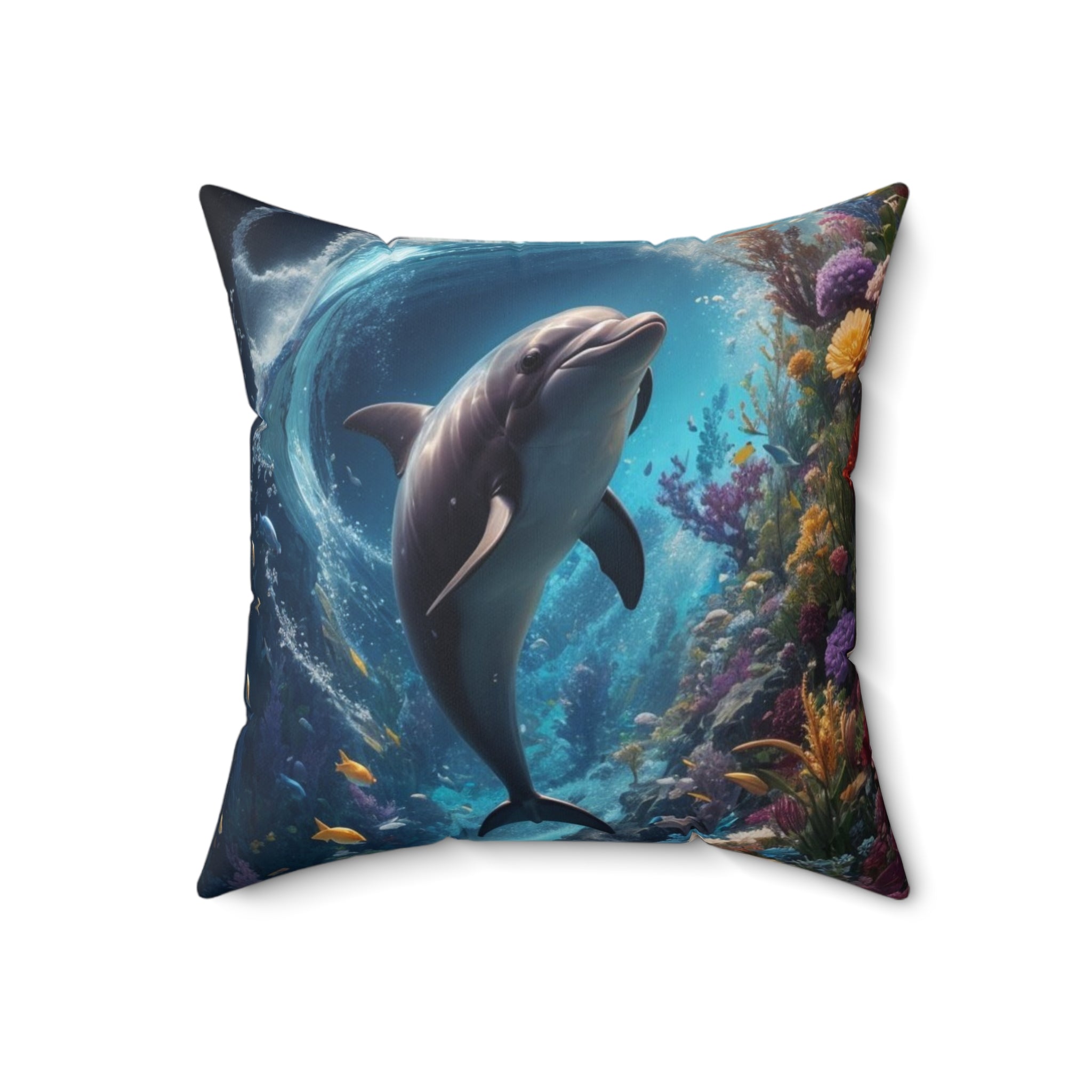 Ocean dolphin Spun Polyester Square Pillow
