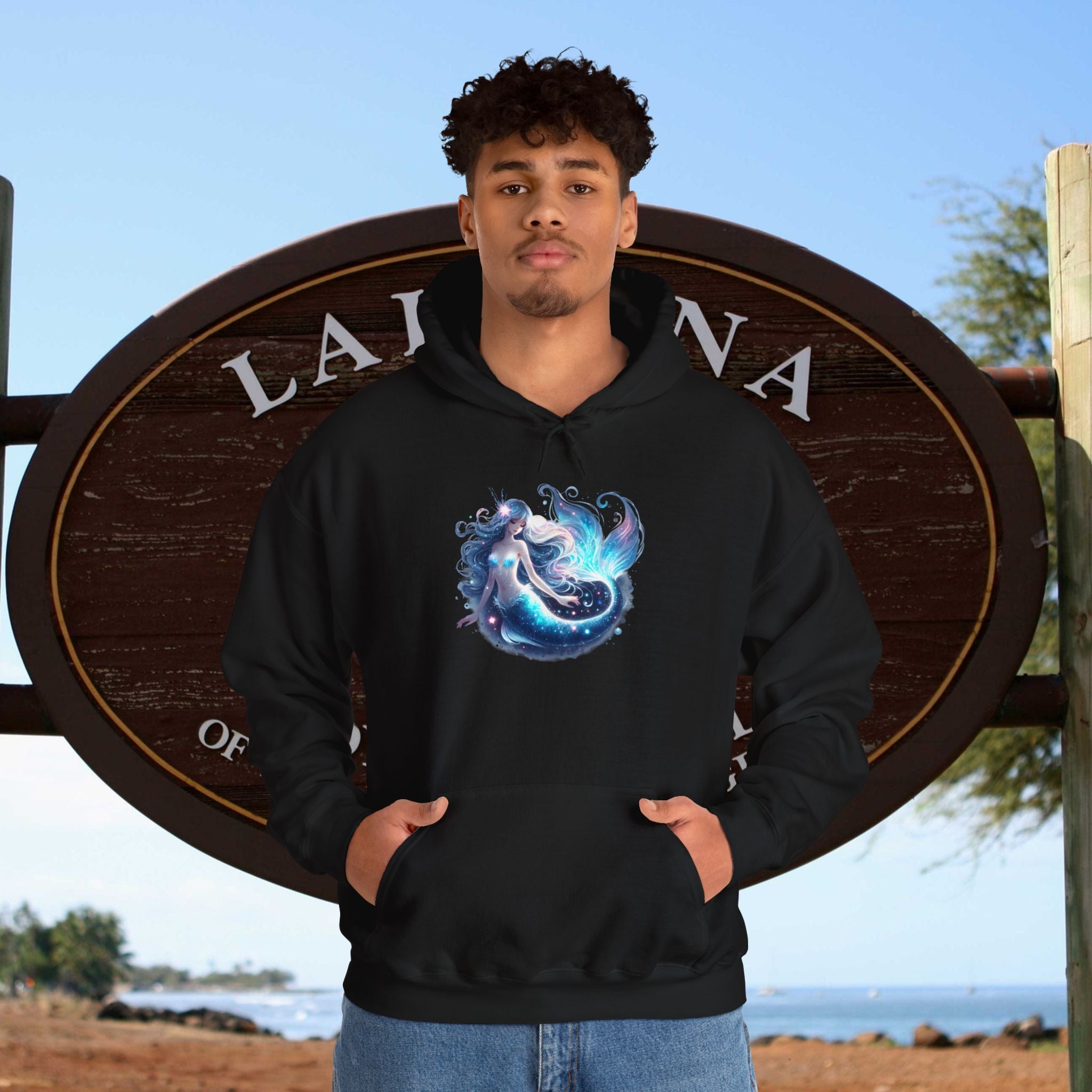 Blue Mermaid Hooded Sweatshirt Unisex Heavy Blend