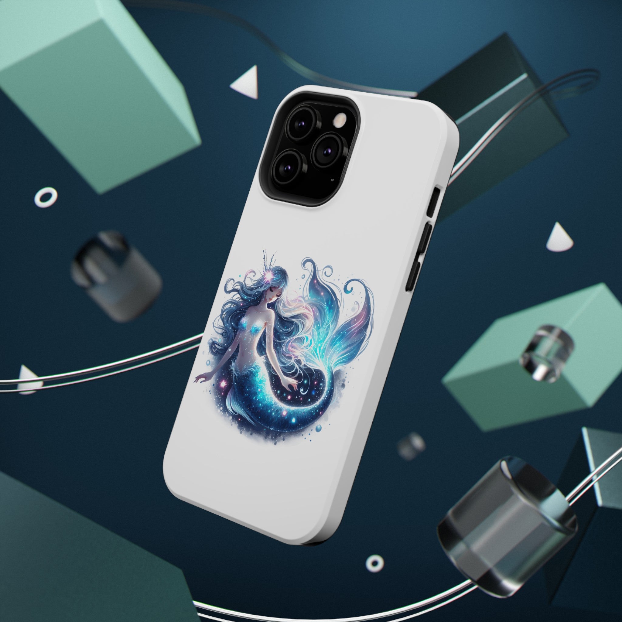 Sleepy Mermaid White Phone Case – Dual-Layer Protection