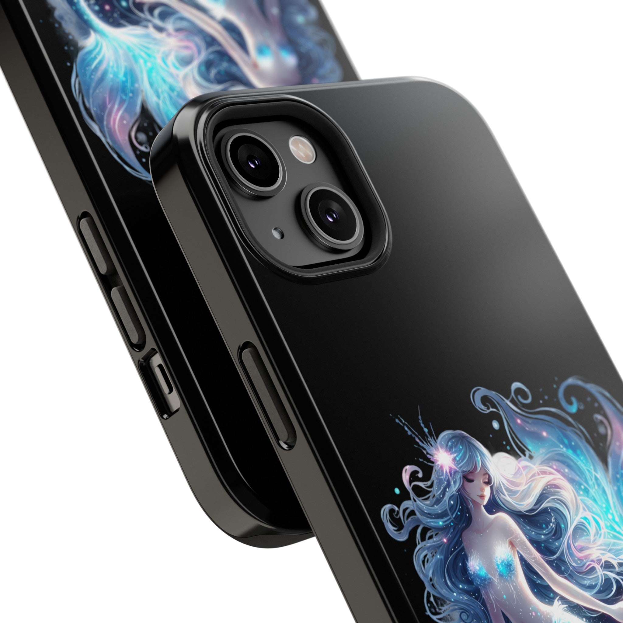 Sleepy Mermaid Black Phone Case – Matte or Glossy Finish