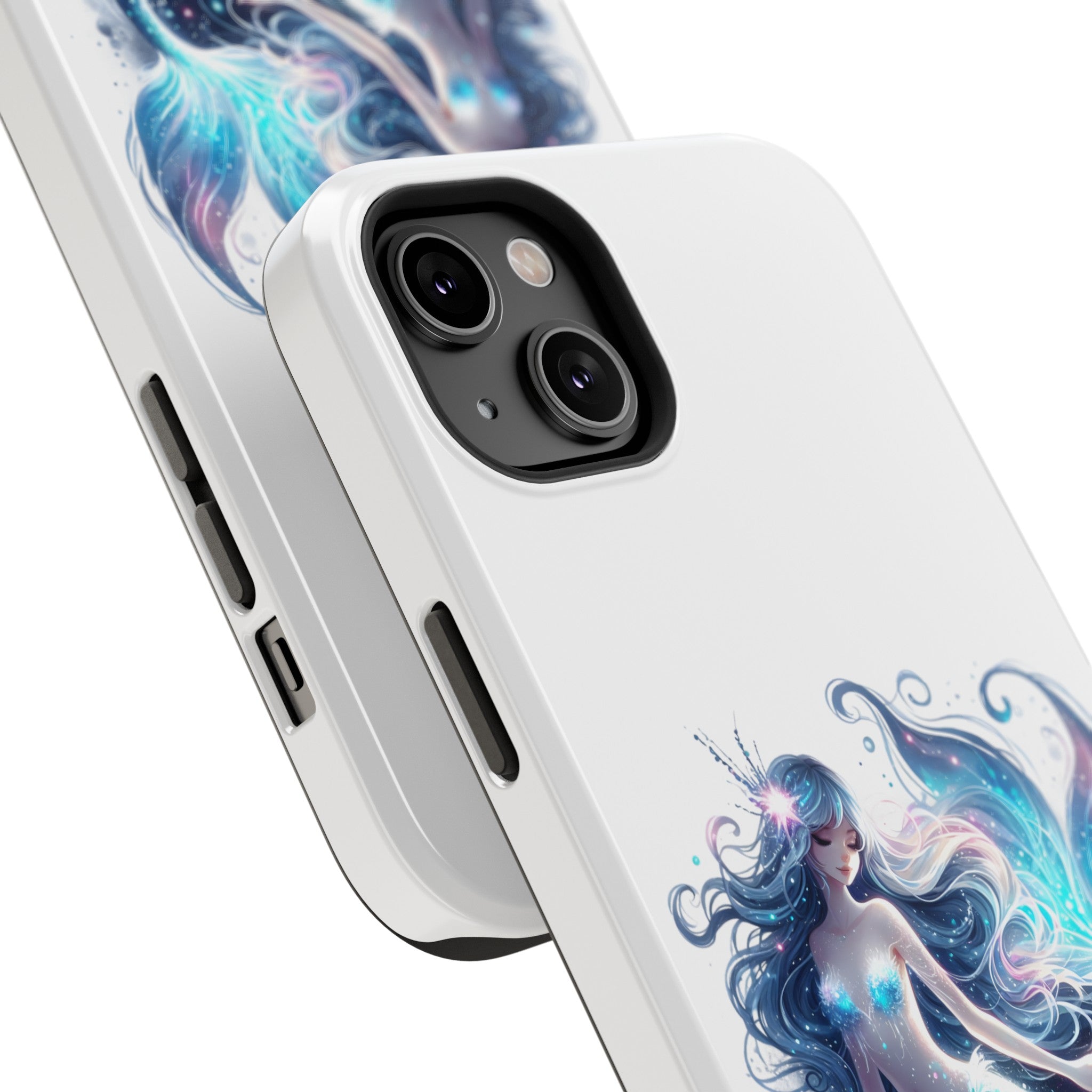 Sleepy Mermaid White Phone Case – Dual-Layer Protection