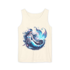 Blue Mermaid Black Tank Top – Unisex Garment-Dyed Comfort