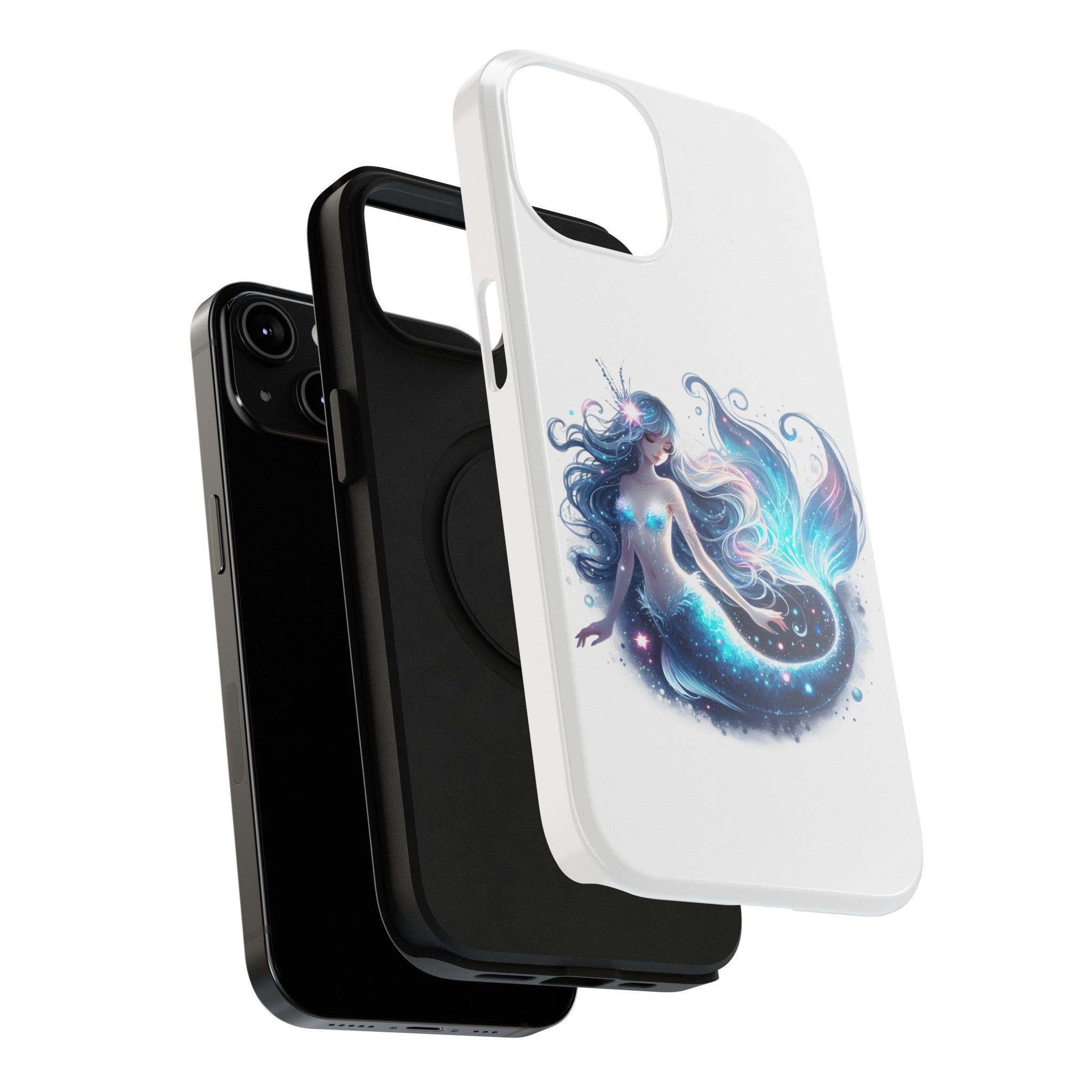 Sleepy Mermaid White Phone Case – Dual-Layer Protection