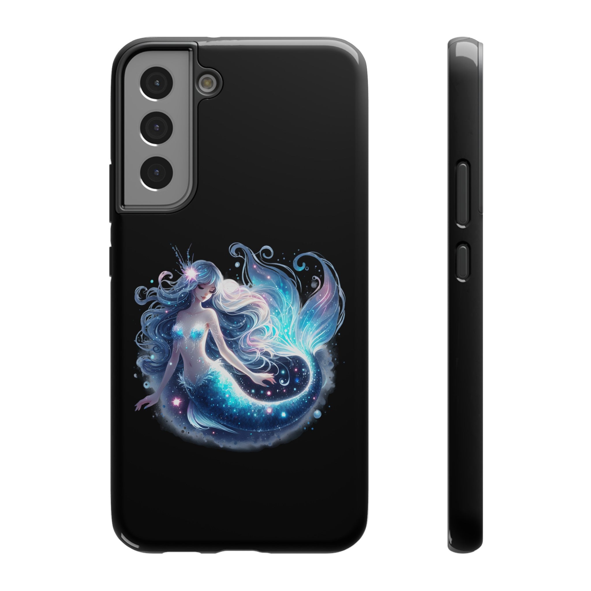 Sleepy Mermaid Black Phone Case – Matte or Glossy Finish