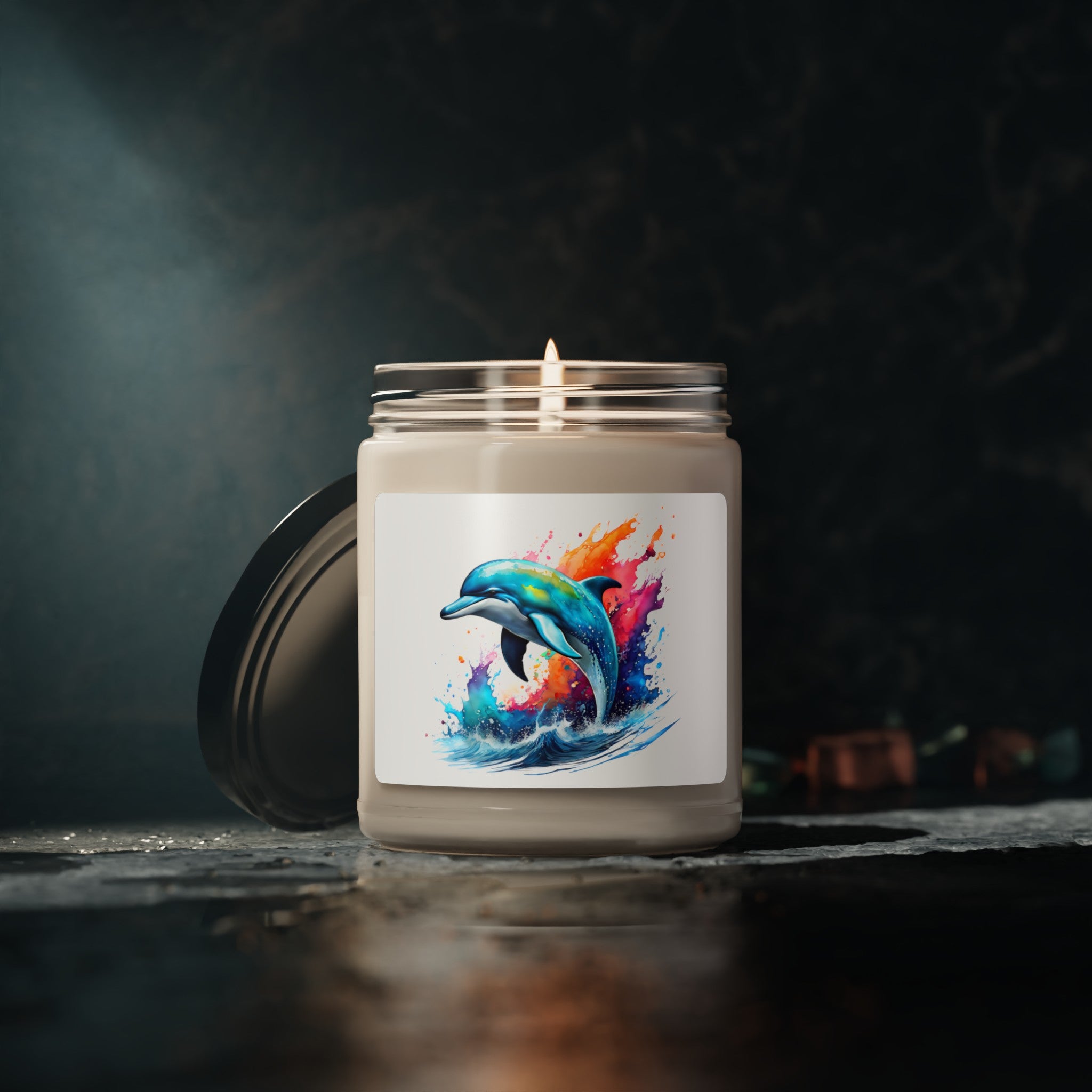Rainbow dolphin Scented Soy Candle, 9oz