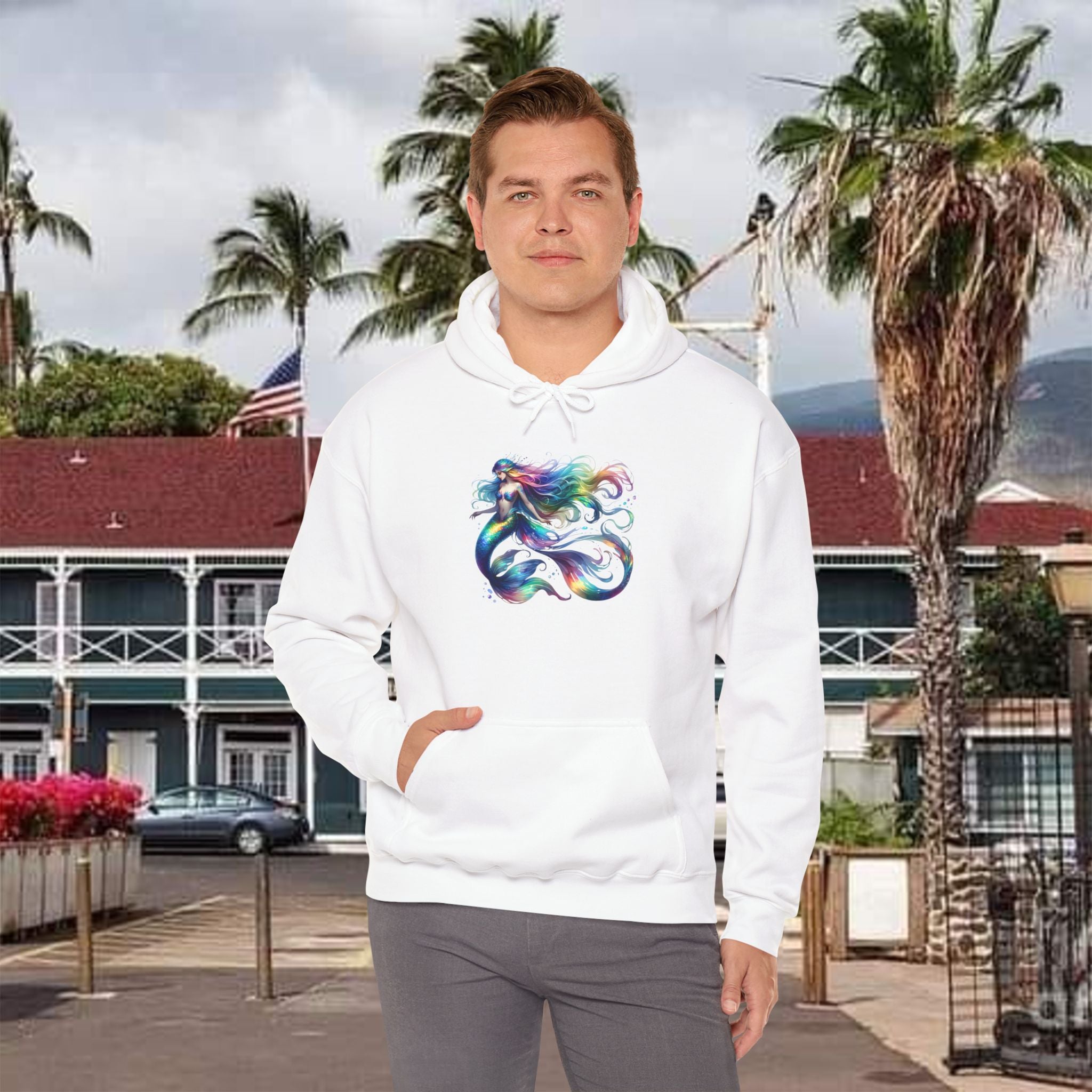 Rainbow Mermaid Hooded Sweatshirt Unisex Heavy Blend