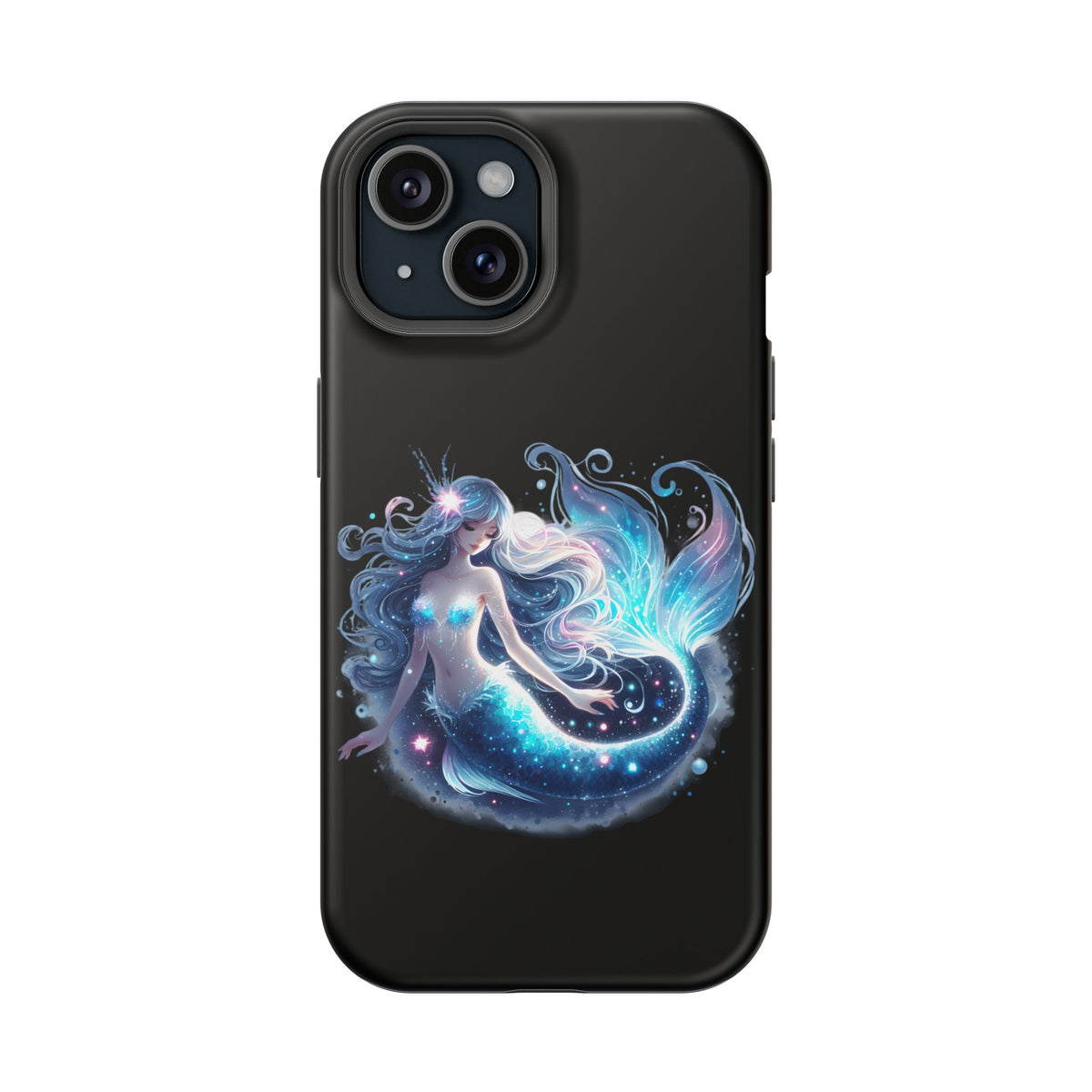 Sleepy Mermaid Black Phone Case – Matte or Glossy Finish