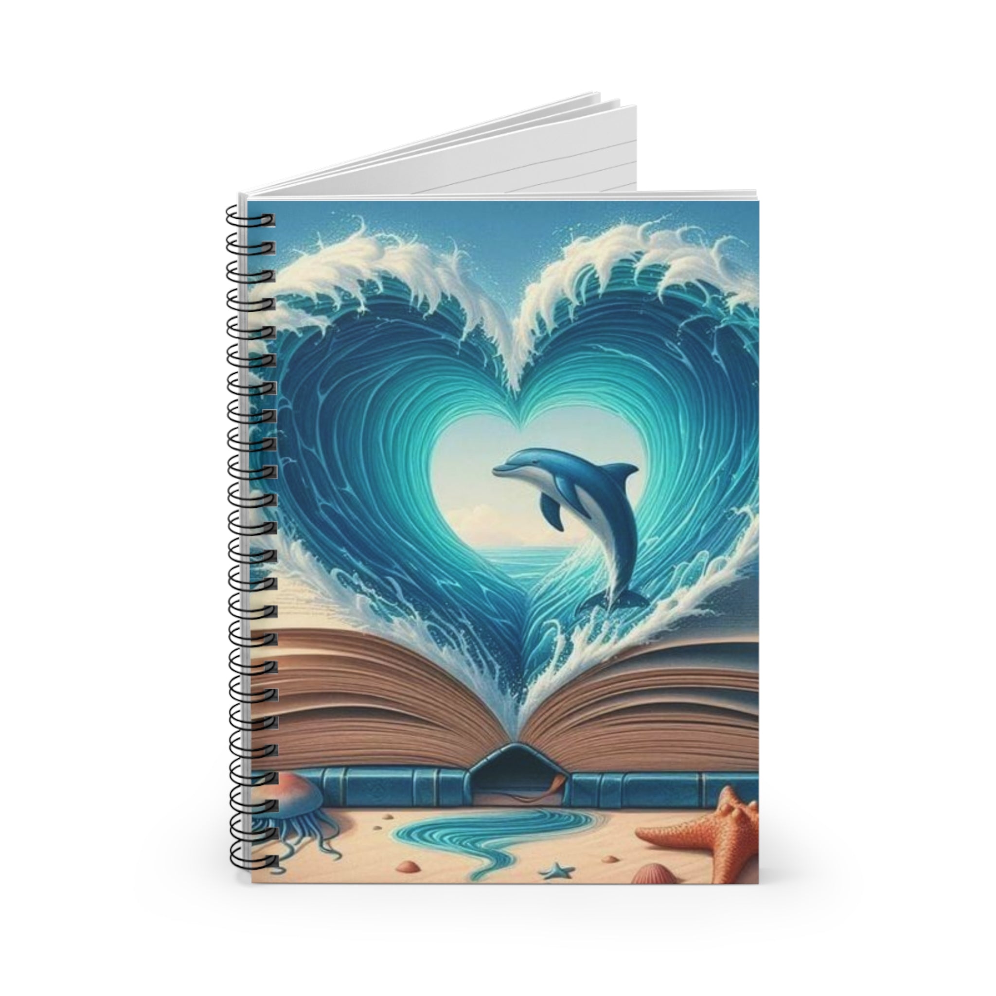 Splashing Hearts Dolphin Notebook